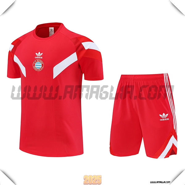 Kit Maglia Allenamento Bayern Monaco Rosso/Bianco 2025 2026 -02