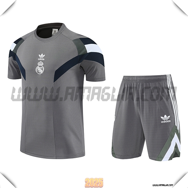Kit Maglia Allenamento Real Madrid Grigio/Bianco 2025 2026
