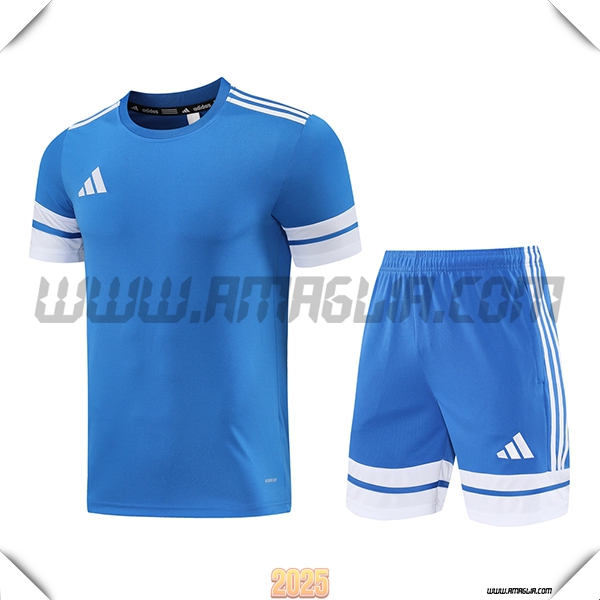 Kit Maglia Allenamento Adidas Blu/Bianco 2025 2026