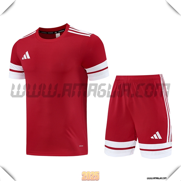 Kit Maglia Allenamento Adidas Rosso/Bianco 2025 2026