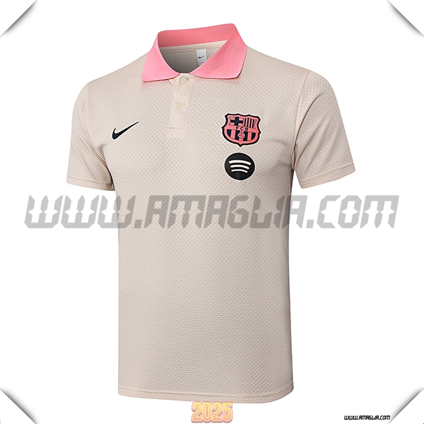 Maglia Polo FC Barcellona Beige/Rosa 2025 2026