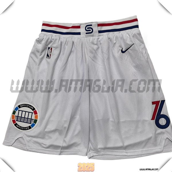 Pantaloncini NBA Philadelphia 76ers 2025/26 Bianco