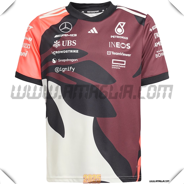 T-Shirt Mercedes Benz F1 Team Bianco/Marrone/Nero/Arancia 2025