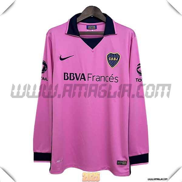 Seconda Maglia Retro Boca Juniors Maniche lunghe 2014/2015 Rose/Nero