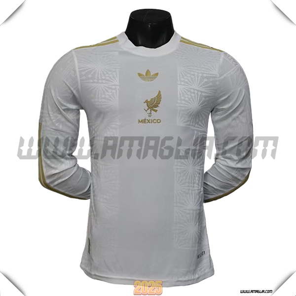 Maglia Squadra Messico Maniche lunghe Gold Cup Edition 2025 2026 Bianco