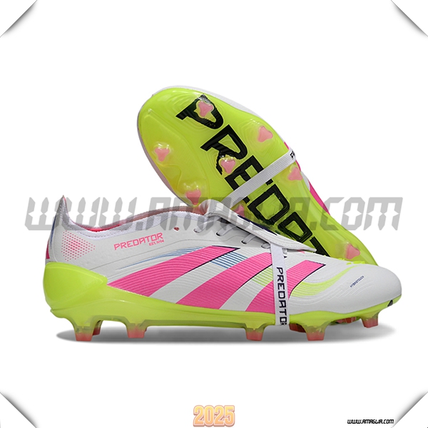 Adidas Scarpe Da Calcio 25 Predator Elite Tongue FG Bianco/Rosa/Verde