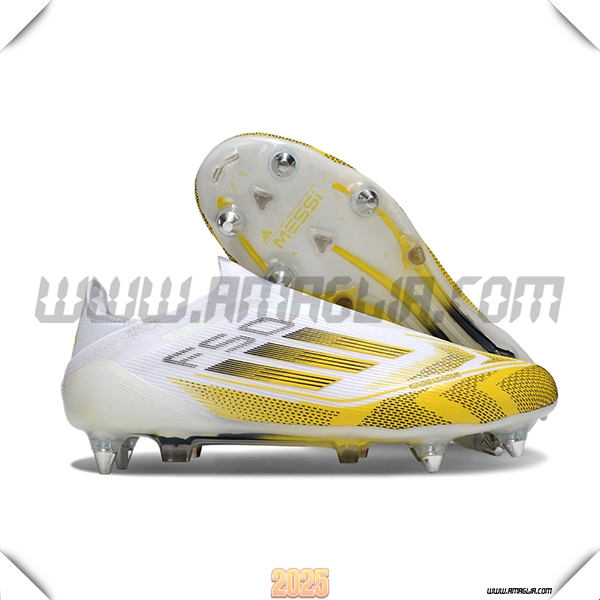 Adidas Scarpe Da Calcio F50 Elite Laceless SG Bianco/Giallo