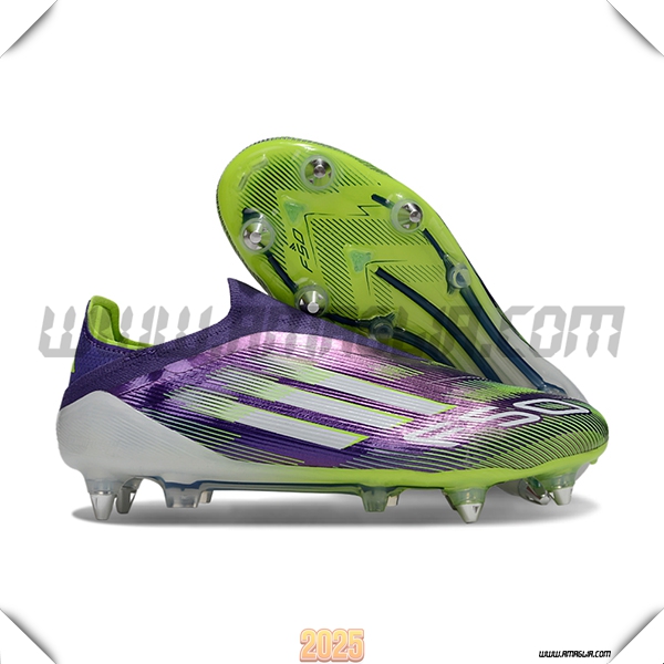Adidas Scarpe Da Calcio F50 Elite Laceless SG viola/Verde/Bianco