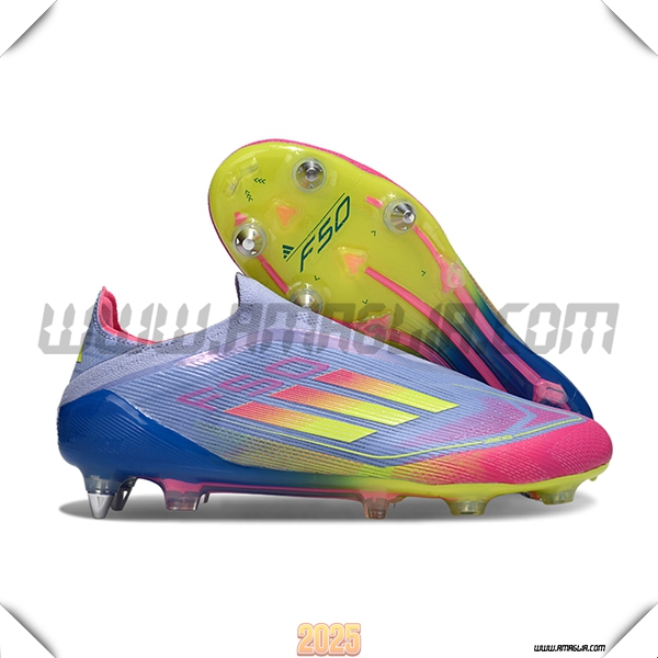 Adidas Scarpe Da Calcio F50 Elite Laceless SG Blu/Verde/Rosa