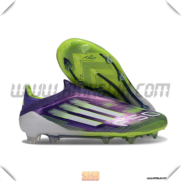 Adidas Scarpe Da Calcio F50 Elite Laceless FG viola/Verde/Bianco