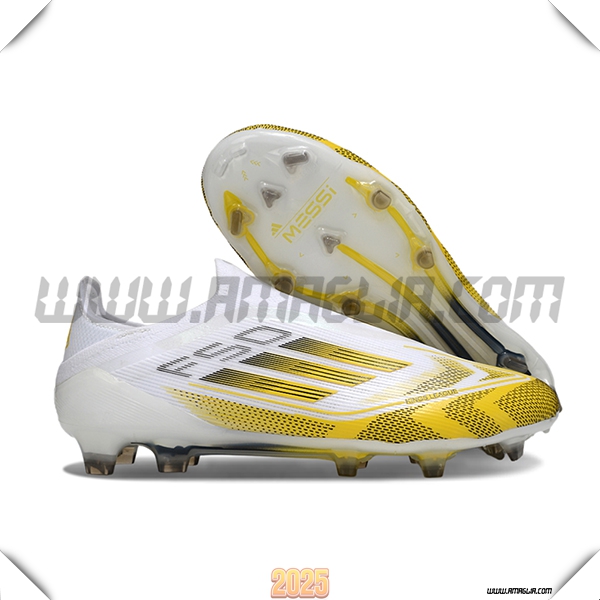 Adidas Scarpe Da Calcio F50 Elite Laceless FG Bianco/Giallo