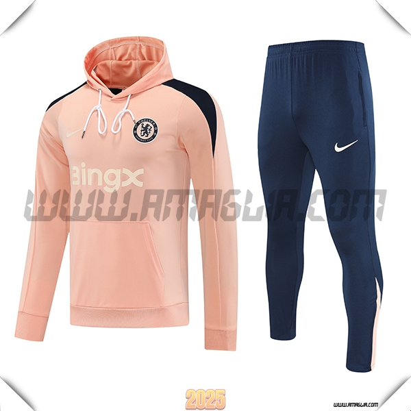 Giacca Con Cappuccio Tuta FC Chelsea Rosa/Nero 2025 2026