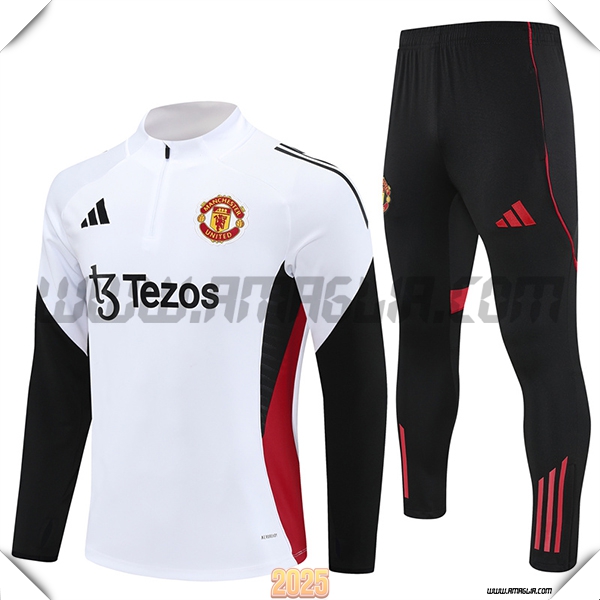 Tuta Calcio Manchester United Bianco/Nero/Rosso 2025 2026 -02