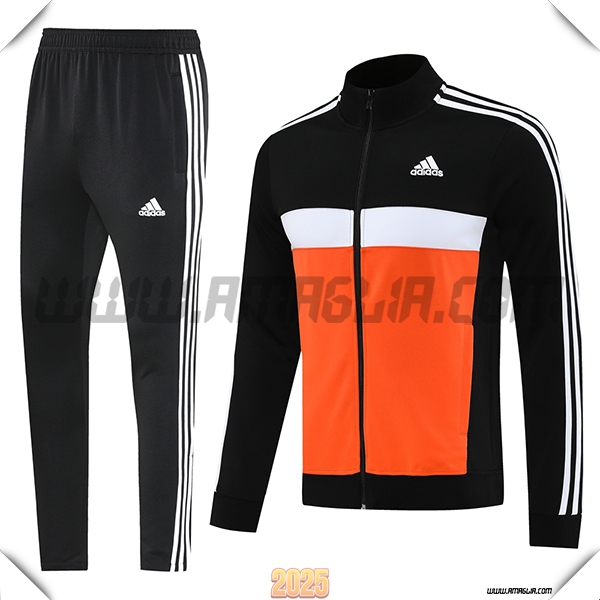 Tuta Calcio Giacca Adidas Nero/Arancia/Bianco 2025 2026