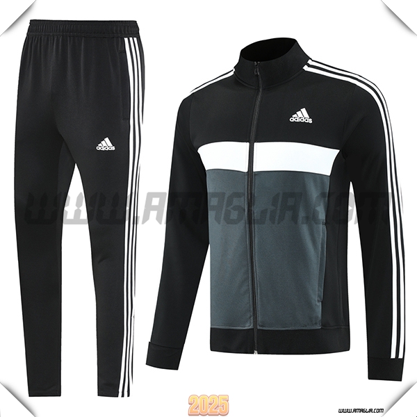 Tuta Calcio Giacca Adidas Nero/Grigio/Bianco 2025 2026