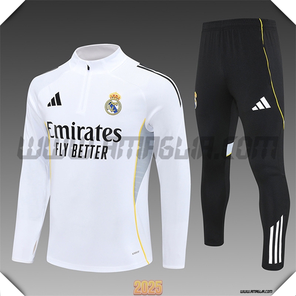 Tuta Calcio Real Madrid Bambino Bianco 2025 2026