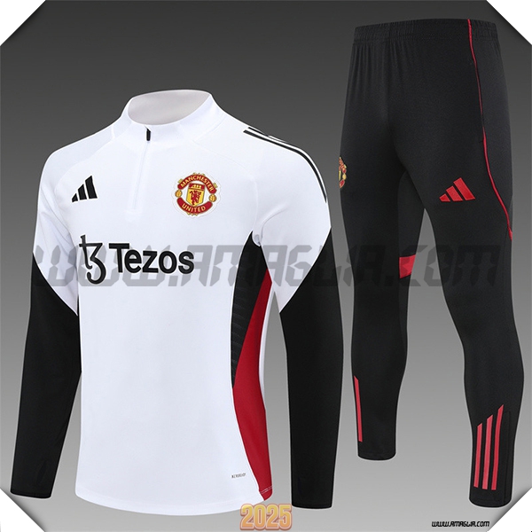Tuta Calcio Manchester Bambino United Bianco/Nero/Rosso 2025 2026