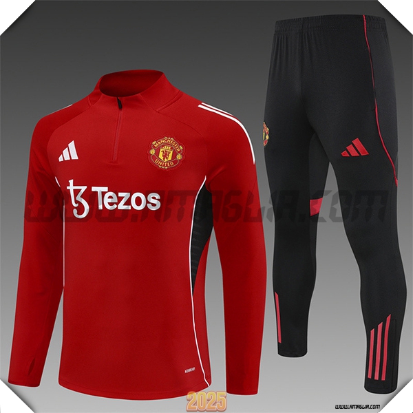 Tuta Calcio Manchester Bambino United Rosso 2025 2026