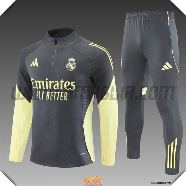 Tuta Calcio Real Madrid Bambino Grigio/Giallo 2025 2026