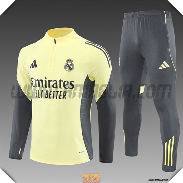 Tuta Calcio Real Madrid Bambino Giallo/Grigio 2025 2026