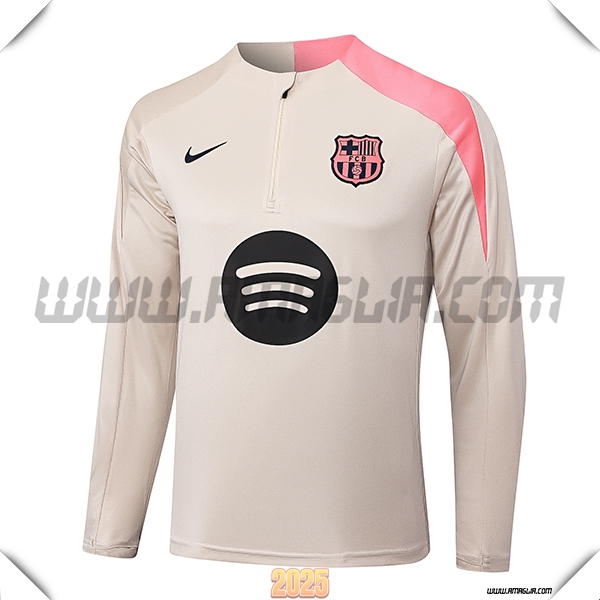 Felpa Allenamento FC Barcellona Beige/Rosa 2025 2026