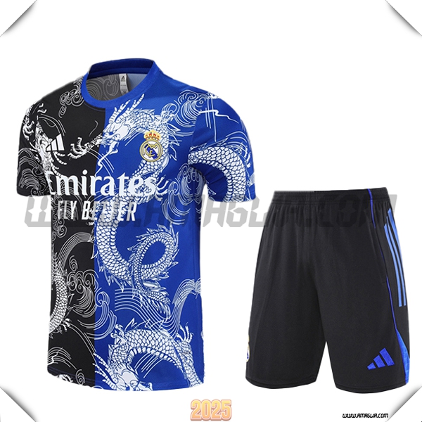Kit Maglia Allenamento Real Madrid Bambino Nero/Blu/Bianco 2025 2026