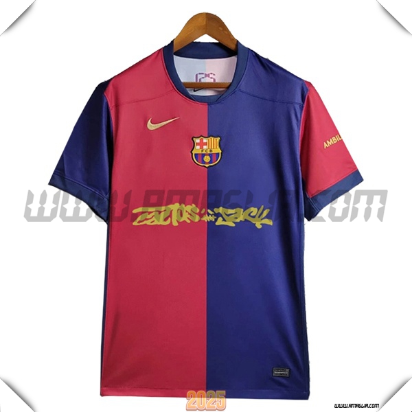 Nuovo Maglia da FC Barcellona x Travis Scott Prima 2024/2025 Rosso/Blu