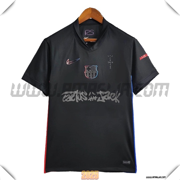 Nuovo Maglia da FC Barcellona x Travis Scott Seconda 2024/2025 Nero/Rosso