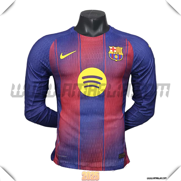 Prima Maglia Calcio FC Barcellona Maniche lunghe 2025 2026 Rosso/Blu