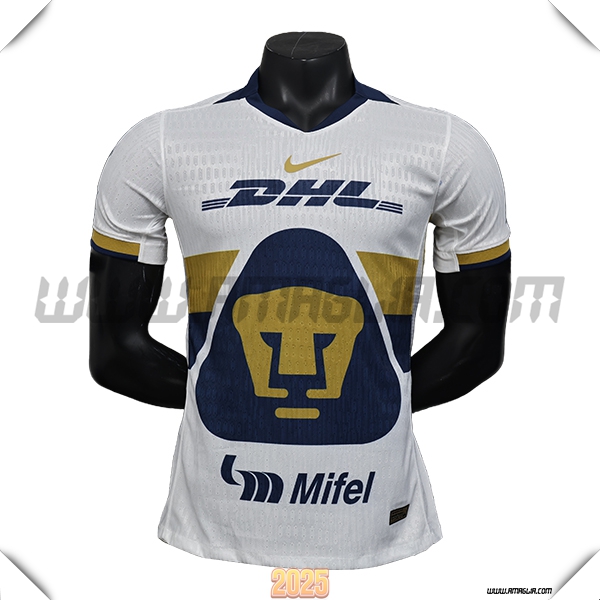 Prima Maglia Calcio Pumas UNAM 2025 2026 Bianco/Blu Marino