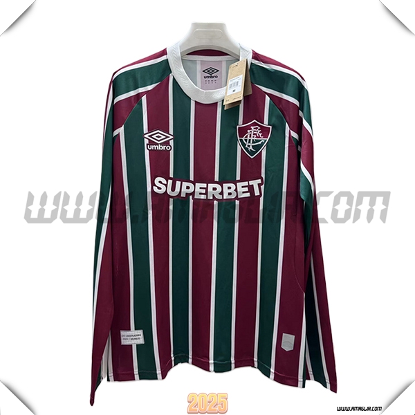 Nuovo Maglia da Fluminense Maniche lunghe Prima 2025 2026 Rosso/Verde