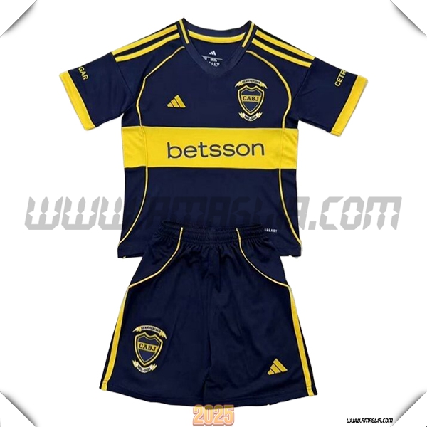 Nuovo Maglia da Boca Juniors Bambino Prima 2025 2026 Blu Marino/GIALLO