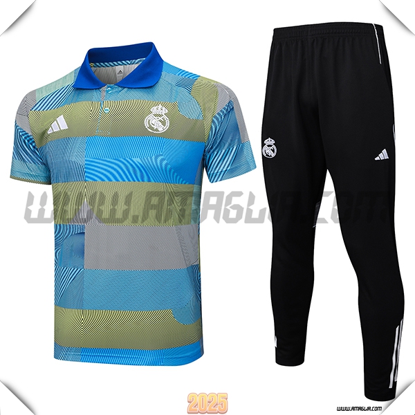 Kit Maglia Polo Real Madrid Blu/Verde 2025 2026