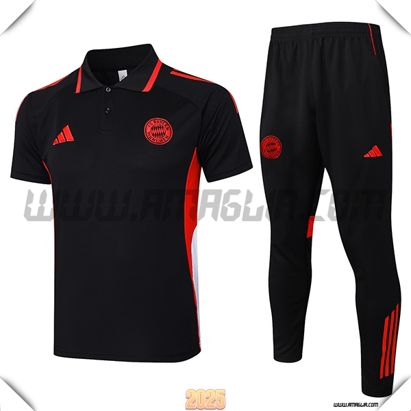 Kit Maglia Polo Bayern Monaco Nero/Rosso/Bianco 2025 2026