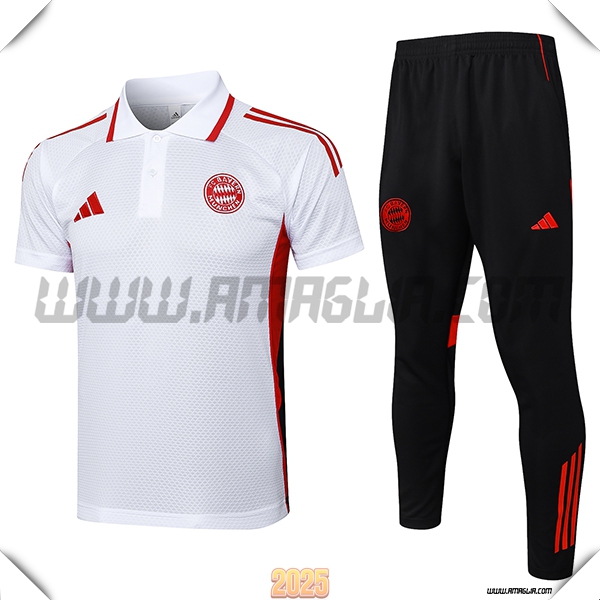 Kit Maglia Polo Bayern Monaco Bianco/Rosso 2025 2026 -02