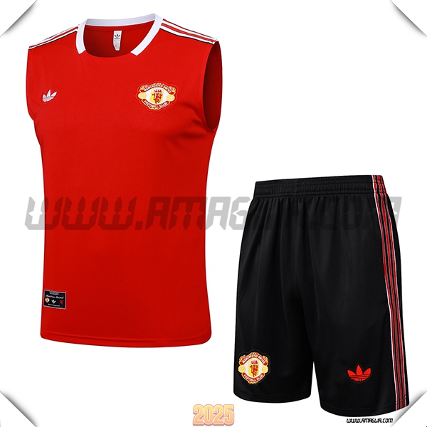Kit Canotta Allenamento Manchester United Rosso 2025 2026