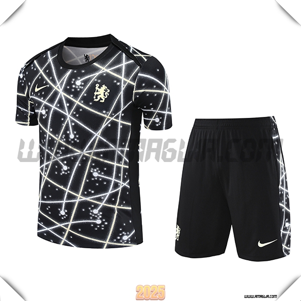 Kit Maglia Allenamento FC Chelsea Nero/Bianco 2025 2026