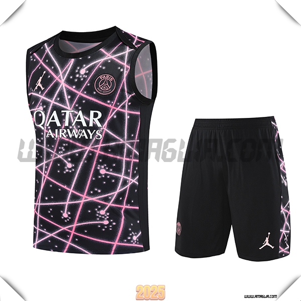 Kit Canotta Allenamento PSG Nero/Rosa 2025 2026 -02