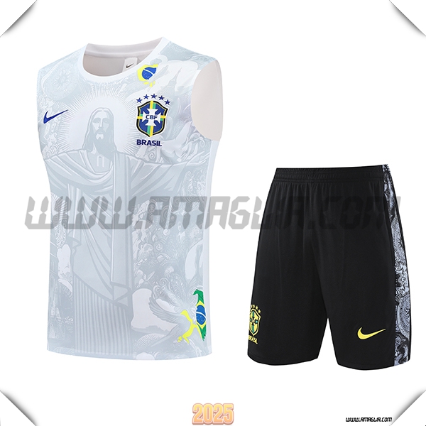 Kit Canotta Allenamento Brasile Bianco/Grigio 2025 2026