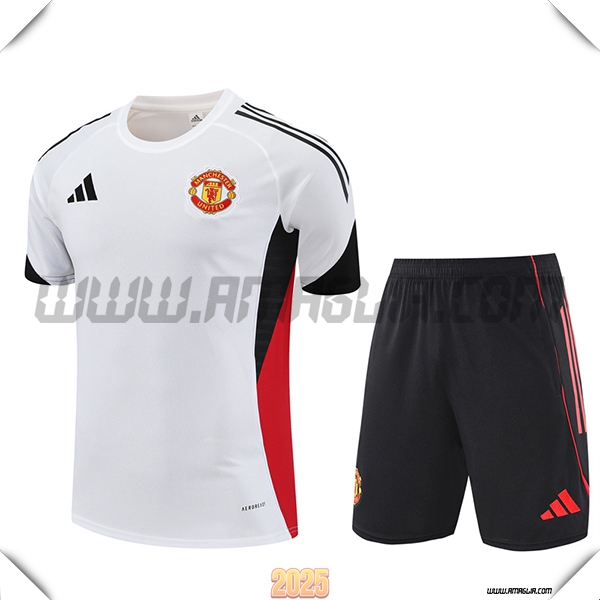 Kit Maglia Allenamento Manchester United Bianco/Nero/Rosso 2025 2026 -02