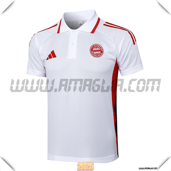 Maglia Polo Bayern Monaco Bianco/Rosso 2025 2026 -02