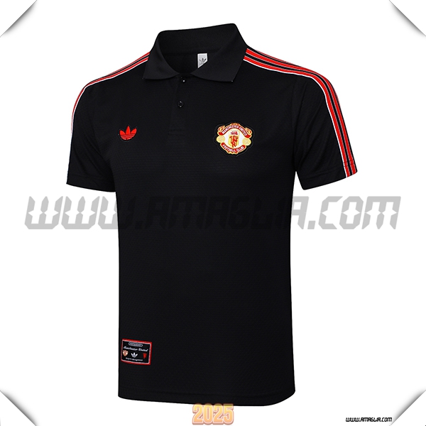 Maglia Polo Manchester United Nero/Rosso 2025 2026