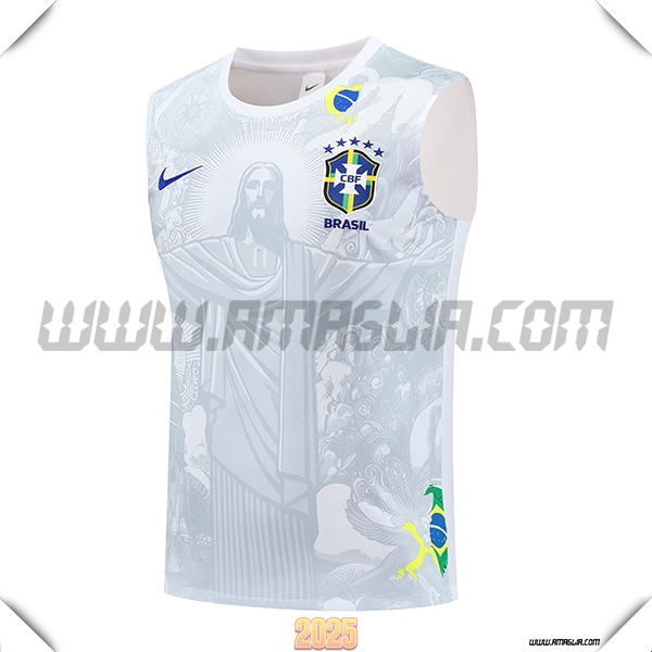 Canotta Allenamento Brasile Bianco/Grigio 2025 2026