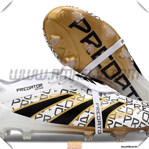 Adidas Scarpe Da Calcio 25 Predator Elite Tongue FG Bianco/Nero/Giallo