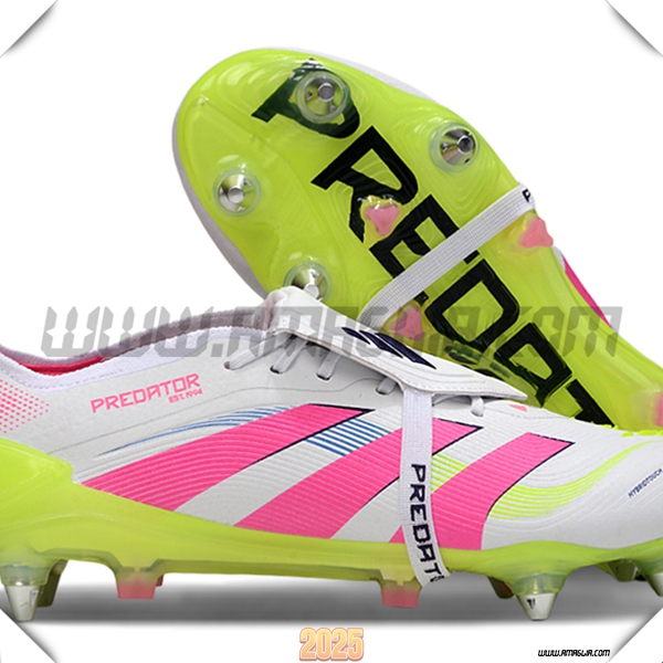 Adidas Scarpe Da Calcio 25 Predator Elite Tongue SG Bianco/Rosa/Verde