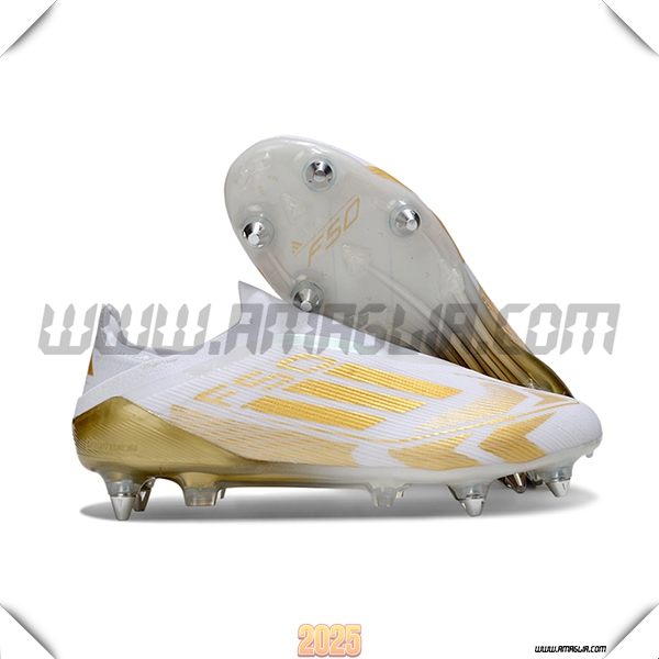 Adidas Scarpe Da Calcio F50 Elite Laceless SG Bianco/Giallo -02