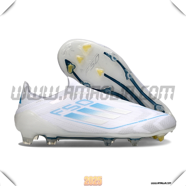 Adidas Scarpe Da Calcio F50 Elite Laceless FG Bianco/Blu