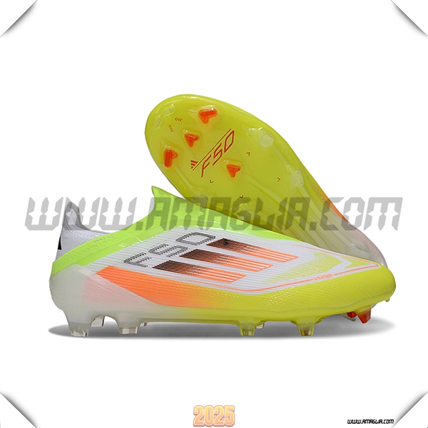 Adidas Scarpe Da Calcio F50 Elite Laceless FG Bianco/Verde/Arancia