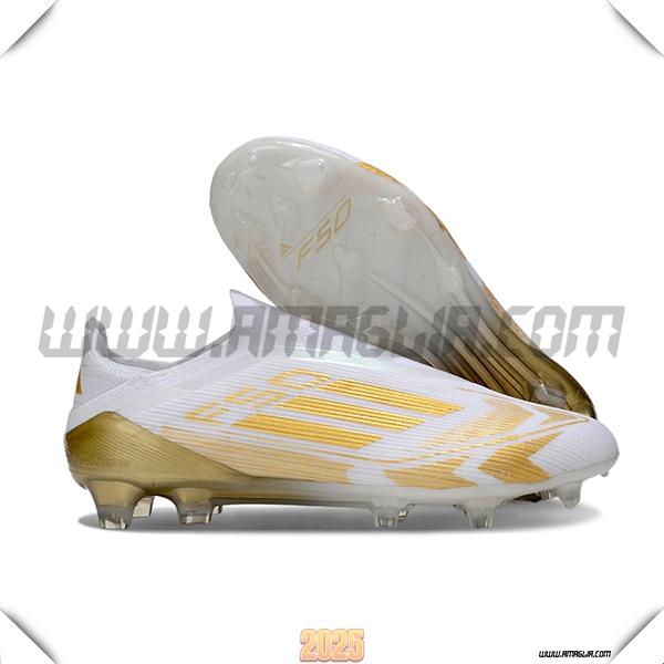 Adidas Scarpe Da Calcio F50 Elite Laceless FG Bianco/Giallo -02