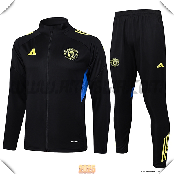 Tuta Calcio Giacca Manchester United Nero/Blu/Giallo 2025 2026